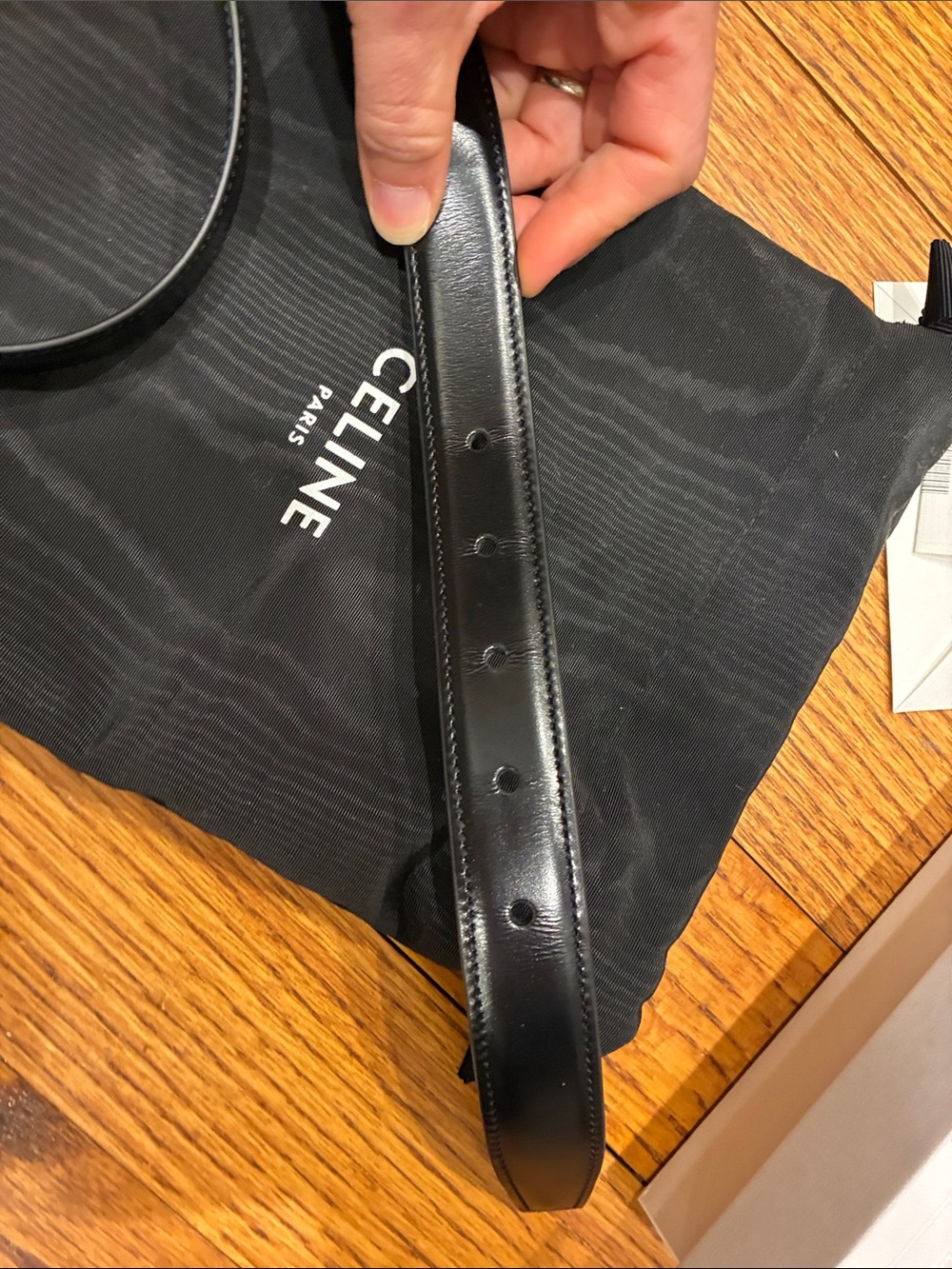 Celine Triomphe Black Leather Belt - size 90 - Picture 3 of 5